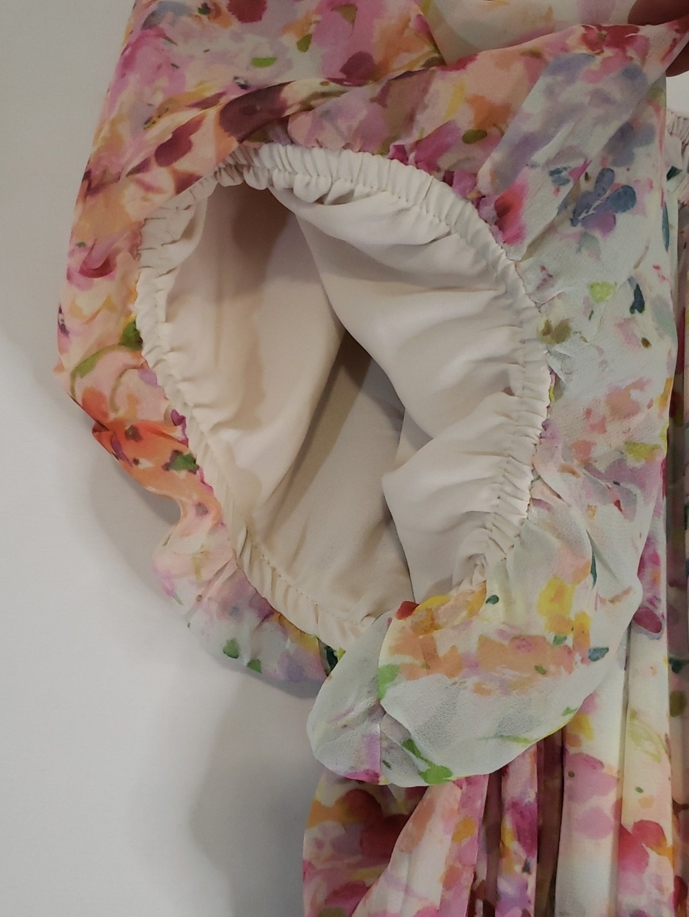 Sam and Jess Off-Shoulder Puff Sleeve Pastel Watercolor Floral Maxi Dress, 2X - Picture 6 of 11